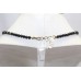 Women's Necklace 925 Sterling Silver beads black stone P 356